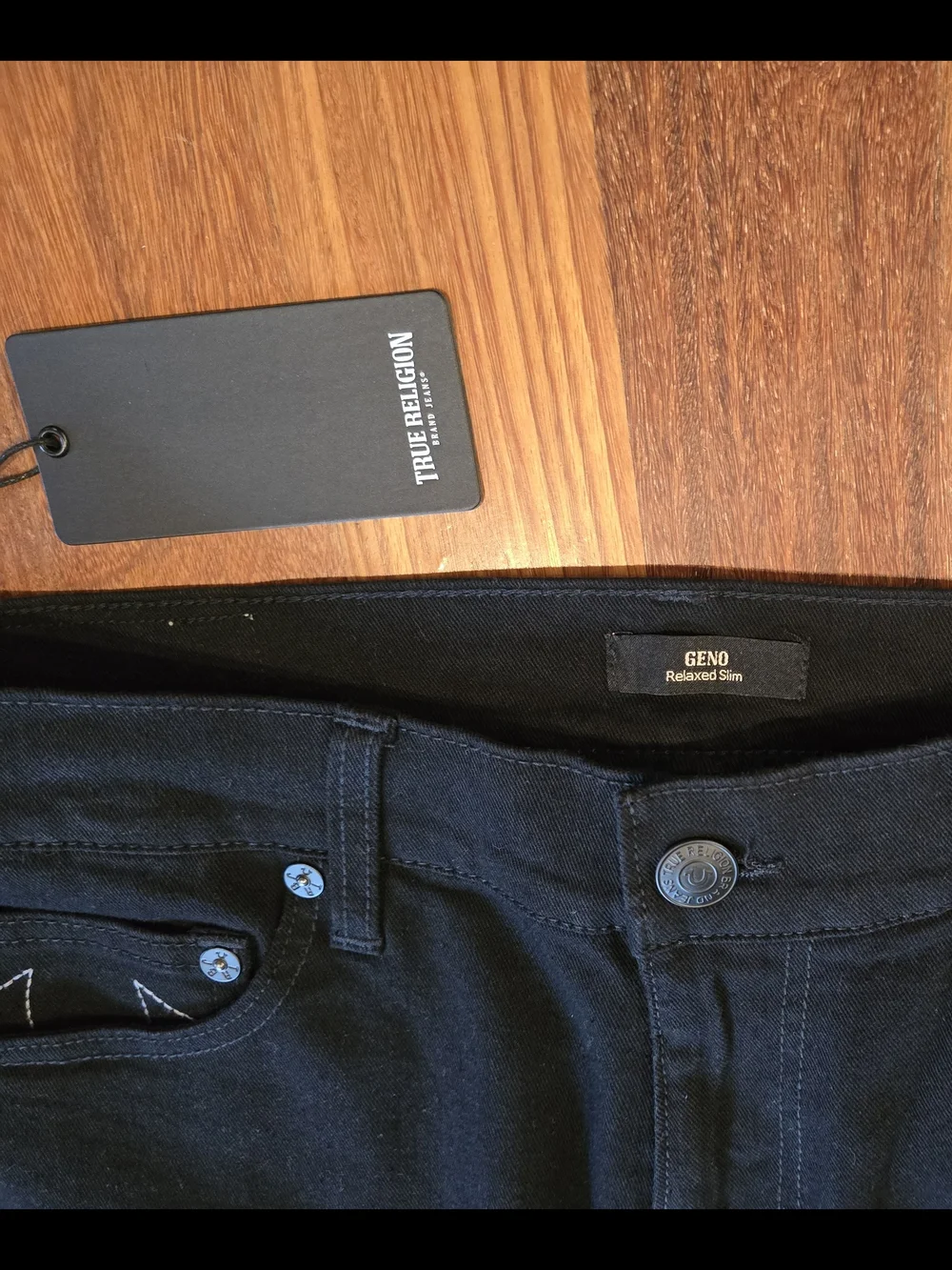True Religion Black Relaxed Slim Geno Jeans